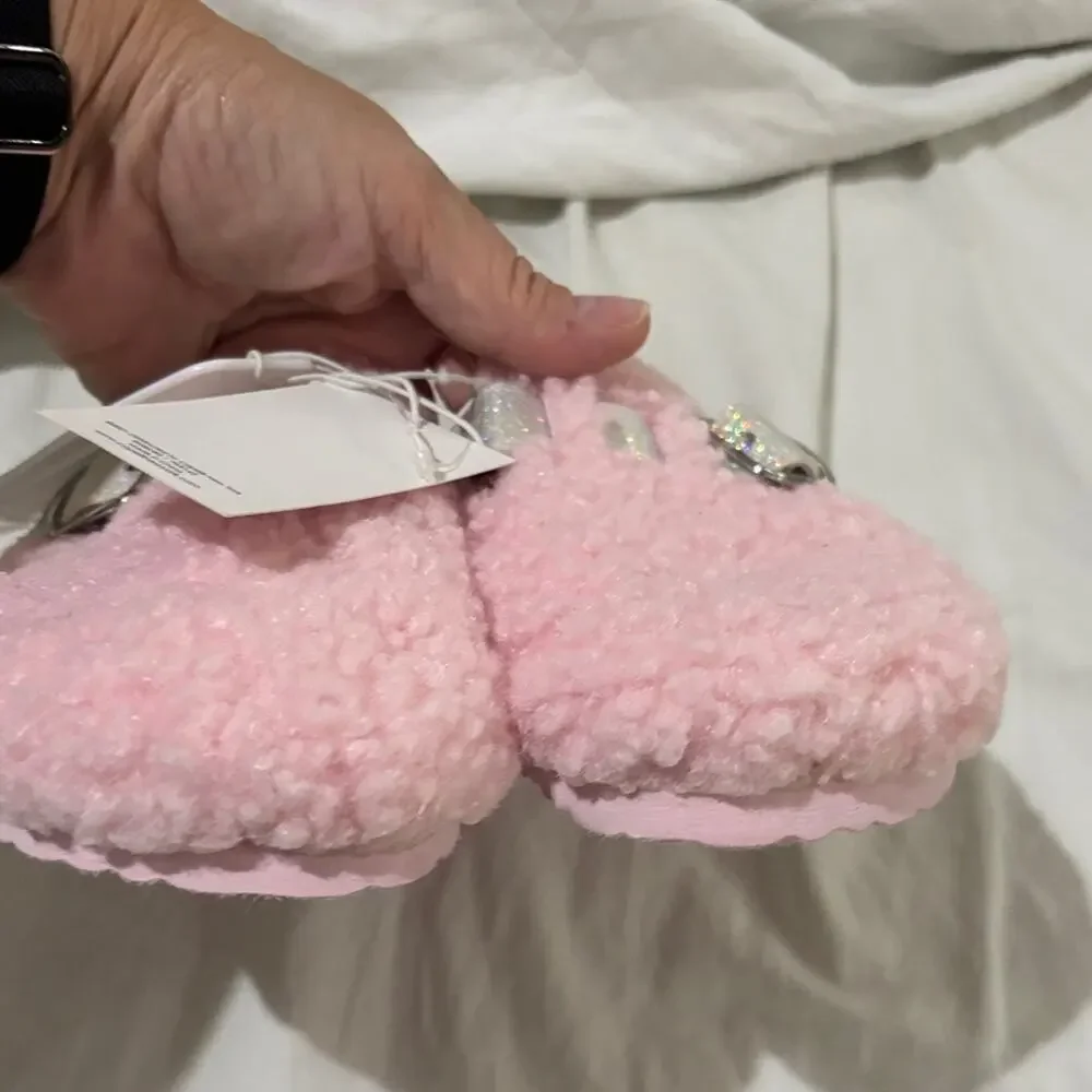 Capelli of New York 1/2 Pink Fuzzy Slip on with Silver Accents Birkenstock nwt